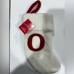Letter O Wondershop Mini Christmas Stocking White Knit Target New